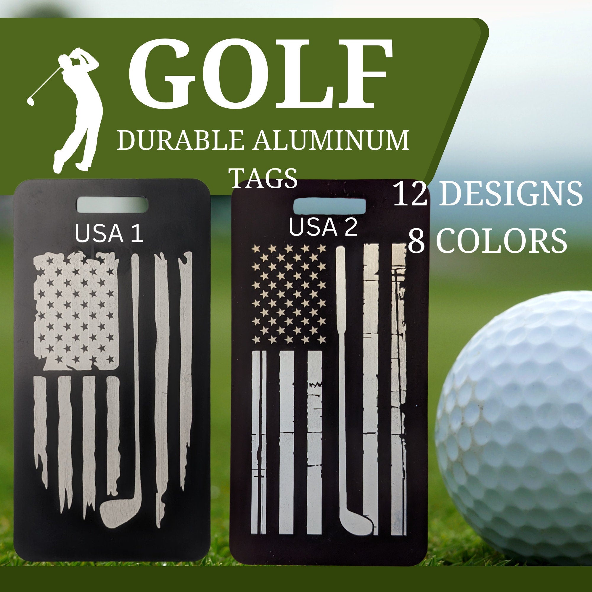 Aluminum shops golf bag tags