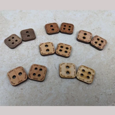 Square wood buttons for crafts