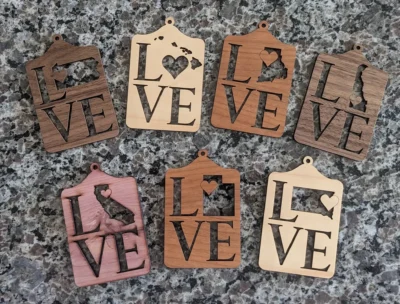 Handcrafted State Love Ornaments