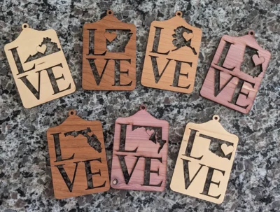 Handcrafted State Love Ornaments