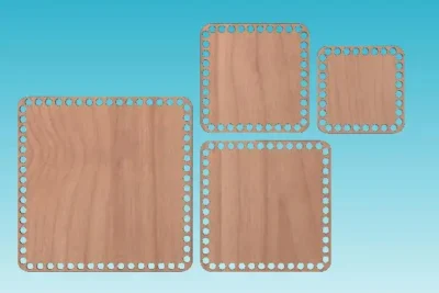 Crochet Wooden Basket Bottoms - Rounded Square