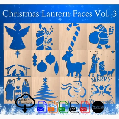 CNC/Laser Christmas Lantern Faces -  Bundle Pack!