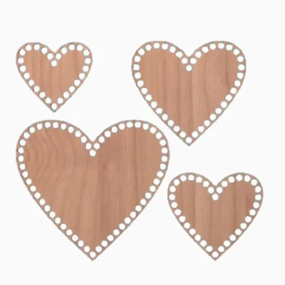 Crochet Wooden Basket Bottoms - Heart