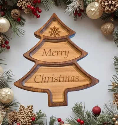 Christmas Tree Three-Section Serving Tray