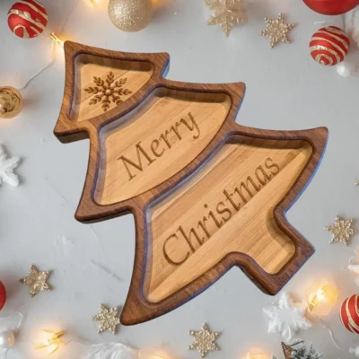 Christmas Tree Three-Section Serving Tray
