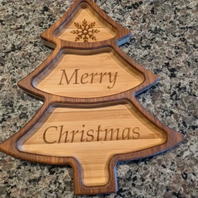 Christmas Tree Three-Section Serving Tray