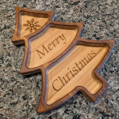Christmas Tree Three-Section Serving Tray