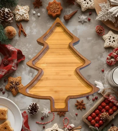 Christmas Tree Bamboo Serving Tray